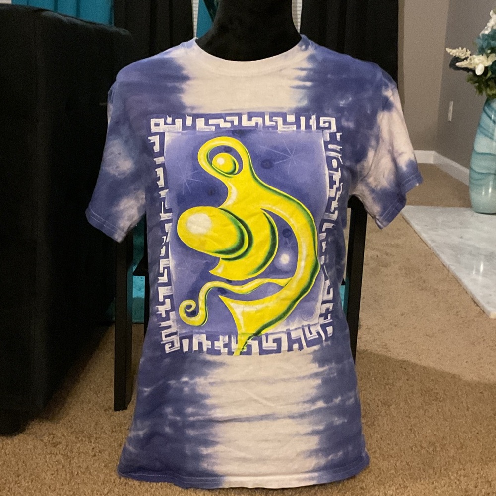 Urban Outfitters Purple Tie-Dye Tee with Neon Yellow Graphic